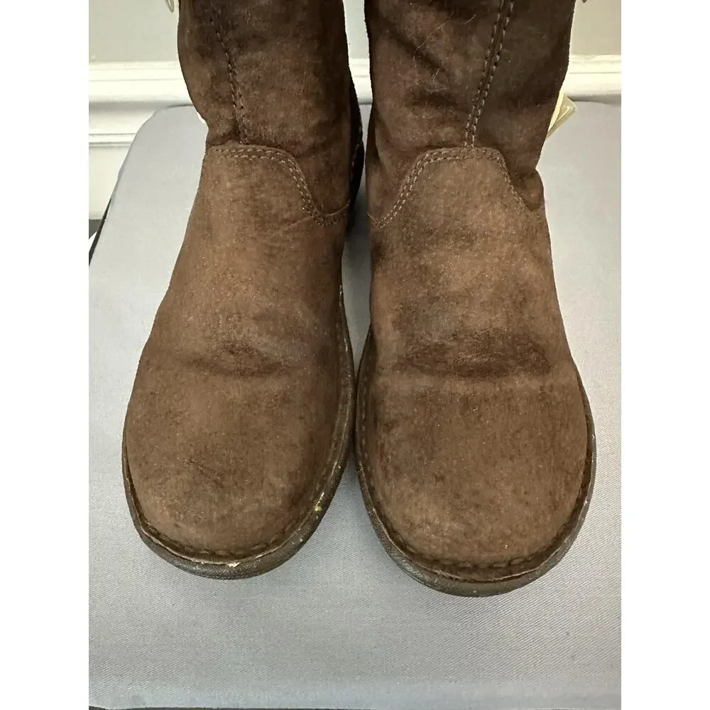 UGG Shearling Boots Kona Womens Size 9 Brown Suede Mid Calf Toggle Sheepskin